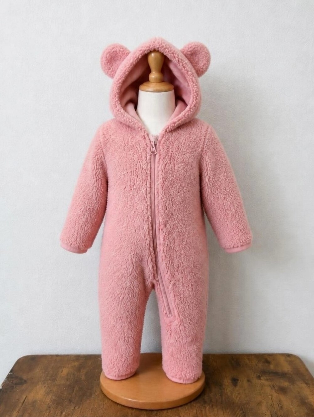 Baby Girl 6/9 mo Just Lizzy Cozy Bear Pink Body suit long sleeve winter cold